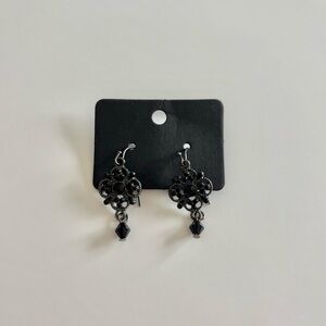 Black Crystal Dangle Earrings for Party and Evening Wear
